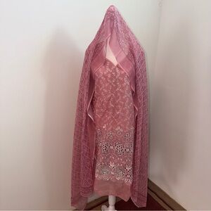 Bin Saeed 3PC Pink Embroidered Pakistani Suit Eid Party Wear Size 16